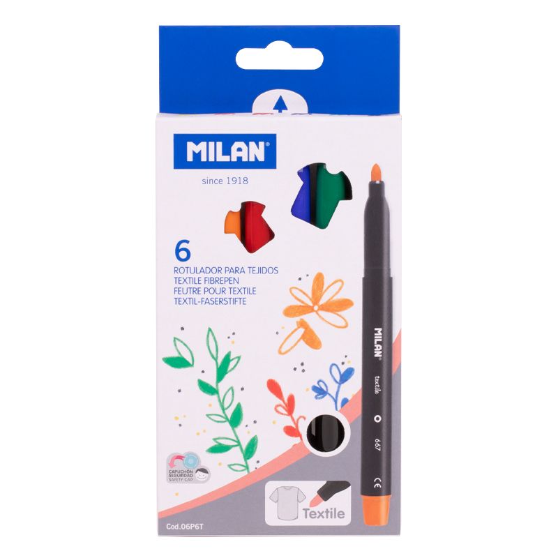 Milan 6 fibrepens for painting on fabrics
