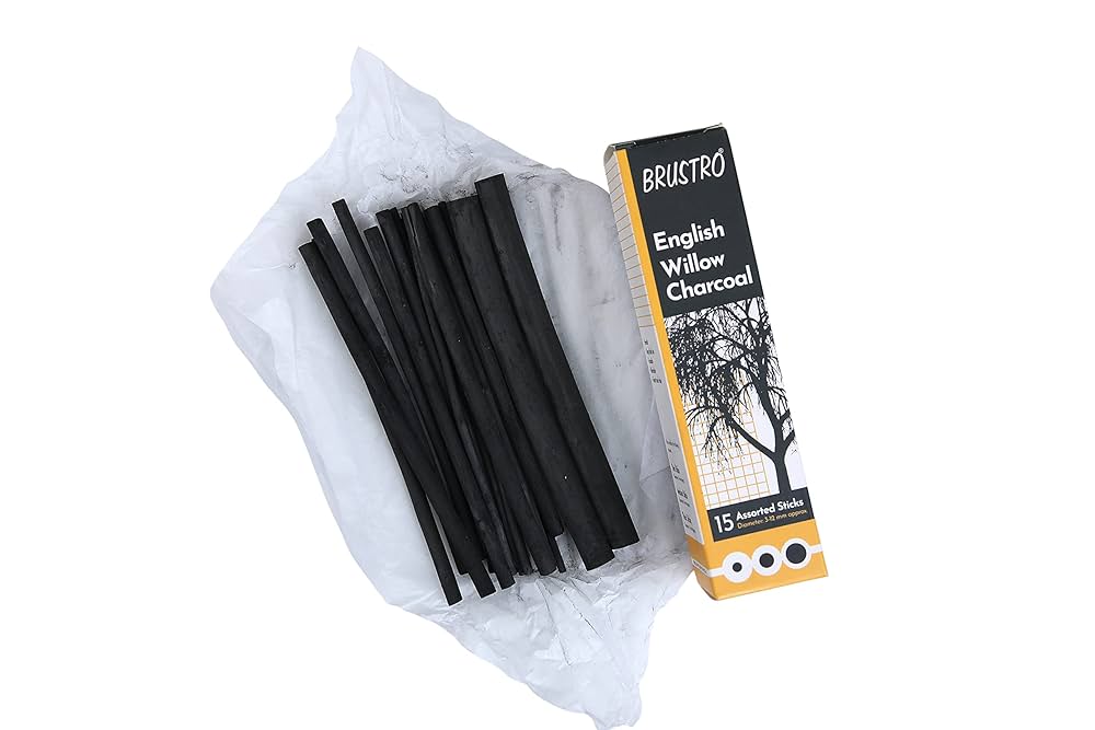 BRUSTRO ENGLISH WILLOW CHARCOAL 15 ASSORTED STICKS