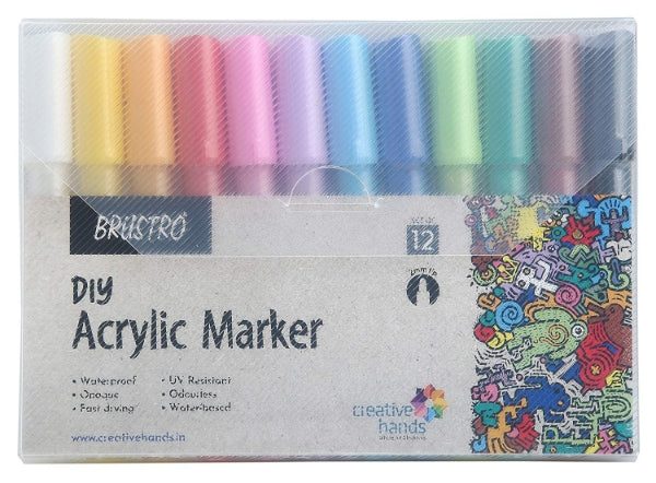BRUSTRO DIY ACRYLIC MARKER SET OF 12 2MM