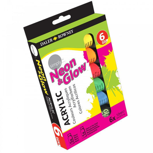 Daler Rowney Acrylic Neon & Glow Tube Set of 12ml