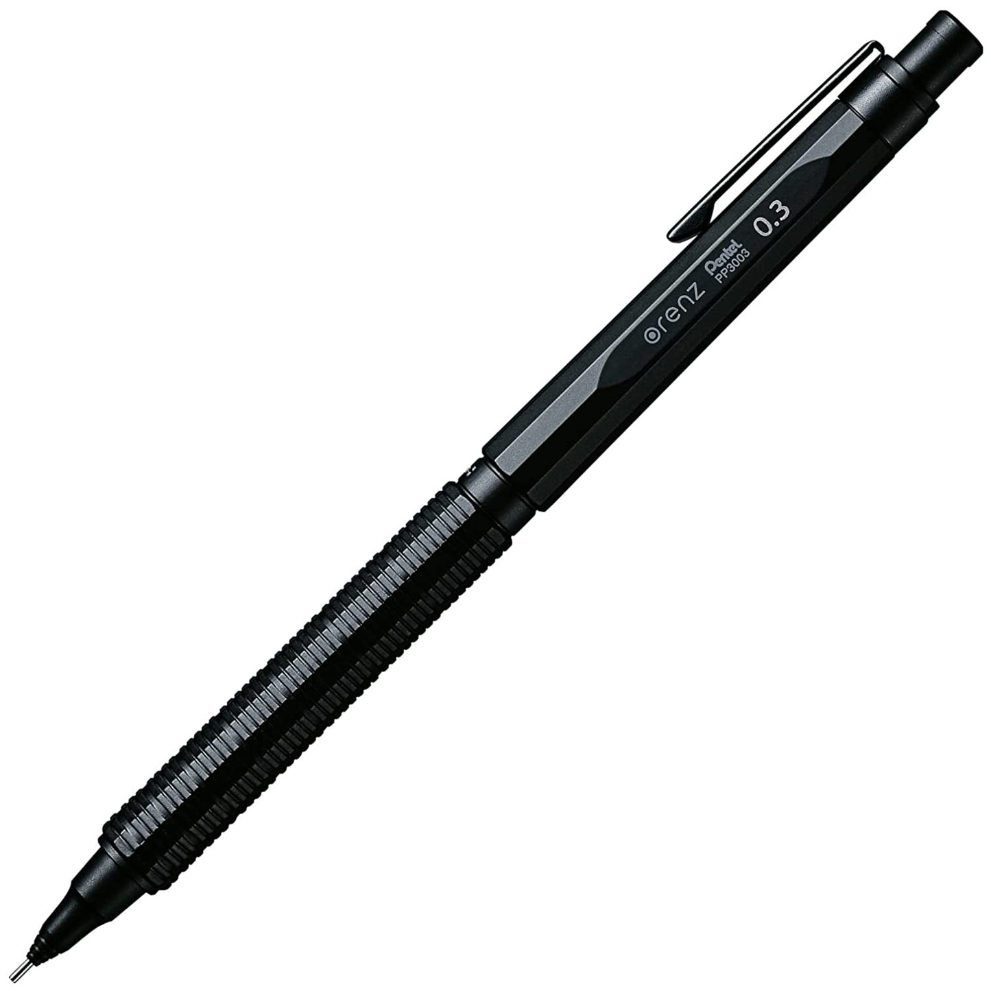 Pentel Orenz Nero 0.3 Mm Mechanical Pencil | Retractable Mechanism | Glossy Metallic Barrel With Silver Trim | Pack Of 1 | Black (PP3003A)
