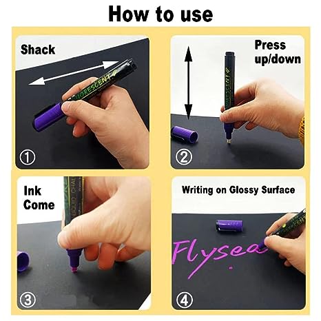 Artpark Fluorescent Uv Chalk Chisel Tip Marker set of 8