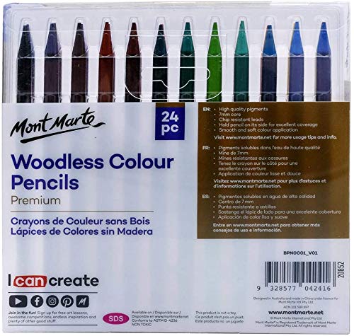 Mont Marte Woodless Watercolour Pencils 24pc