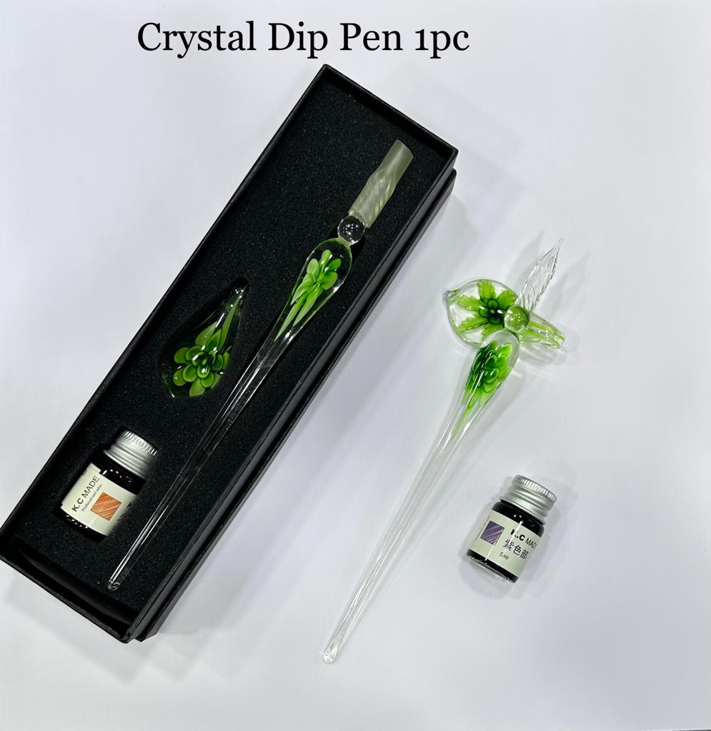El-dorado Crystal Glass Dip pen Set ( RANDOM COLOR )