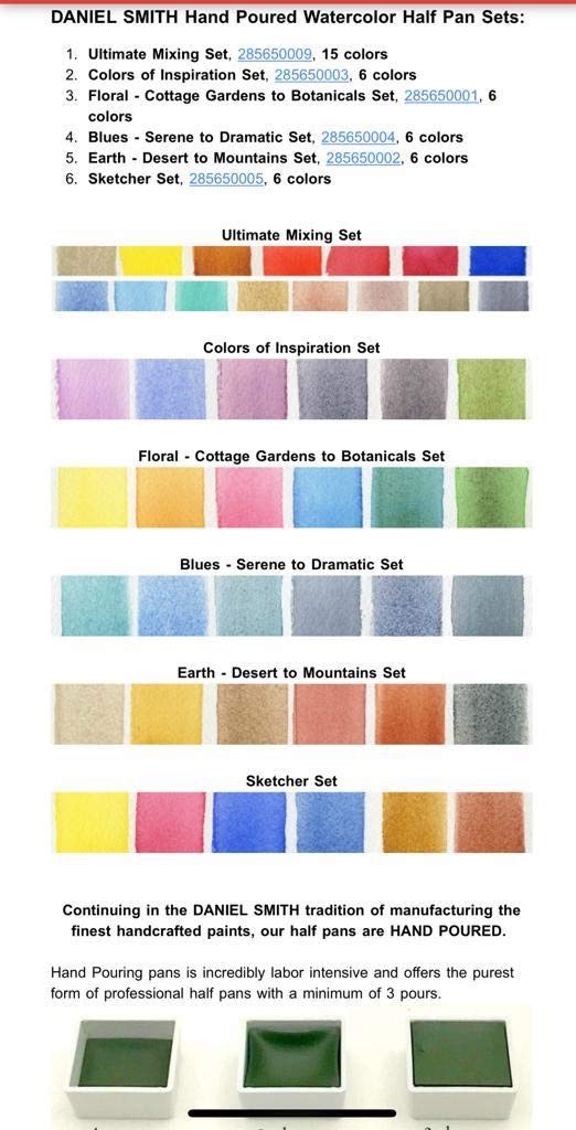 DANIEL SMITH Hand Poured Watercolor, Half Pans, Colors of Inspiration Set with 6 Watercolor Half Pans, 9 Empty Half Pans, 1 Plastic Travel Case 285650003