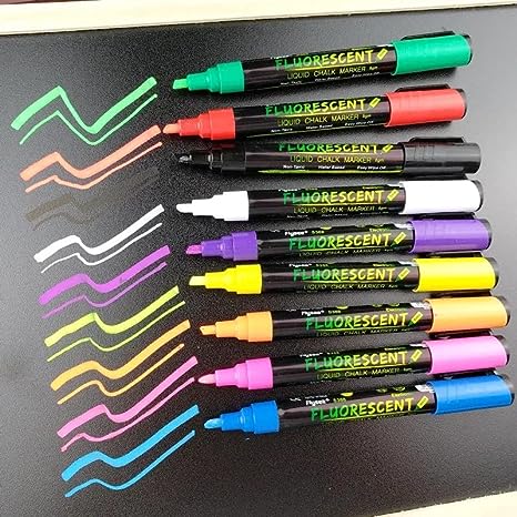 Artpark Fluorescent Uv Chalk Chisel Tip Marker set of 8