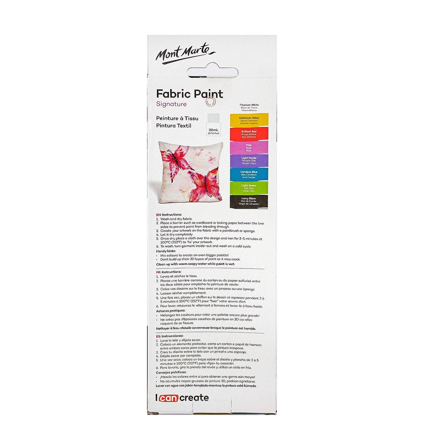 Mont Marte Fabric Paint Set - 8 Pieces x 20ml - Permanent Textile Paints