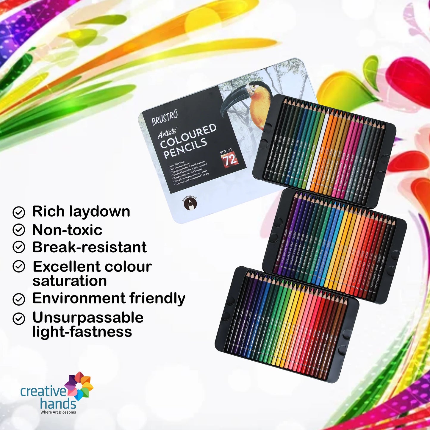 BRUSTRO COLOURED PENCILS SET OF 72