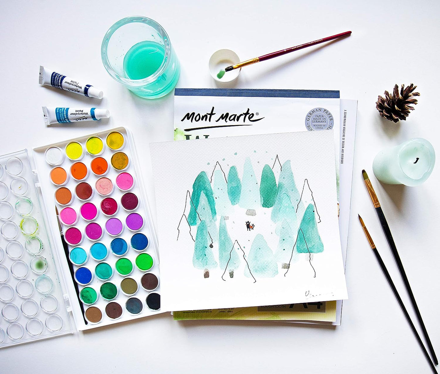 MONT MARTE Watercolour Paint Set – 38 pcs