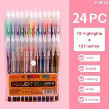ARTPARK 12 HIGHLIGHTER + 12 FLASHES PEN SET