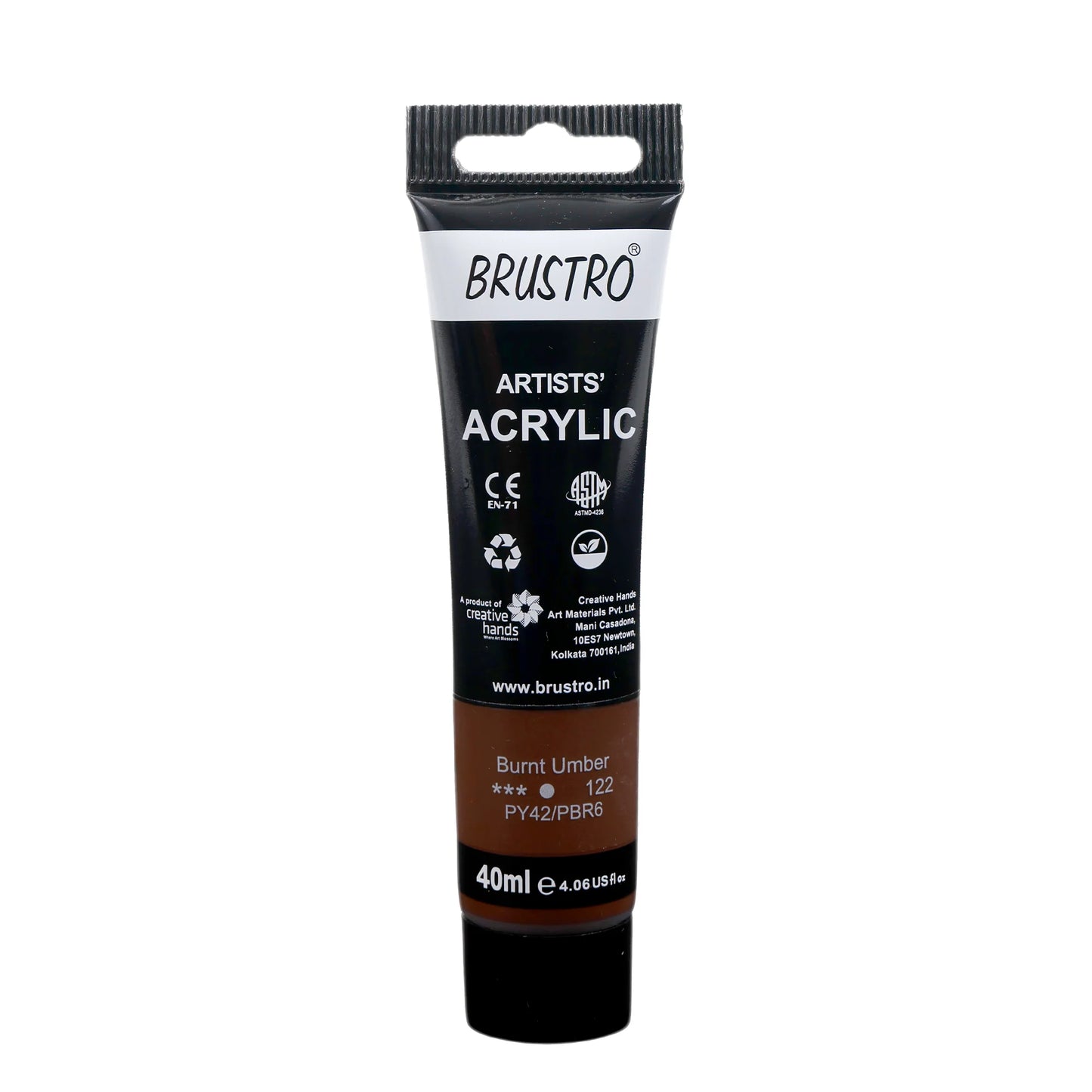 BRUSTRO ACRYLIC TUBE 40ML BRUNT UMBER 122