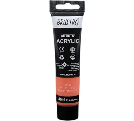 BRUSTRO ACRYLIC TUBE 40ML CORAL 303