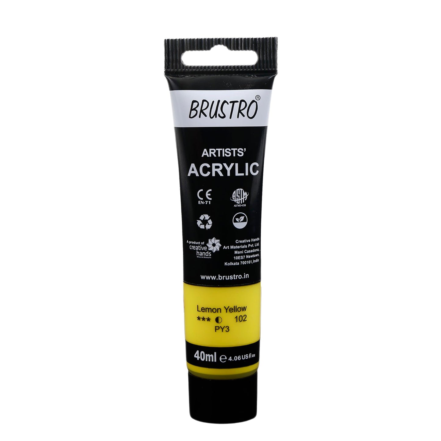 BRUSTRO ACRYLIC TUBE 40ML LAMON YELLOW 102