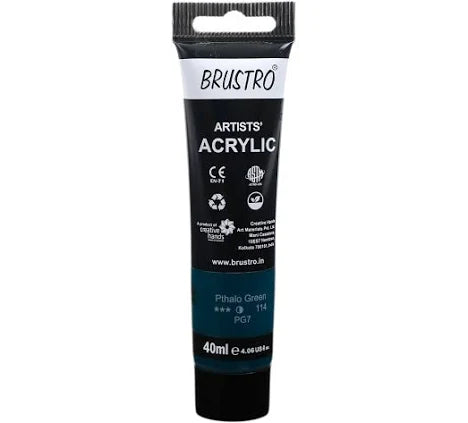 BRUSTRO ACRYLIC TUBE 40ML PTHALO GREEN 114