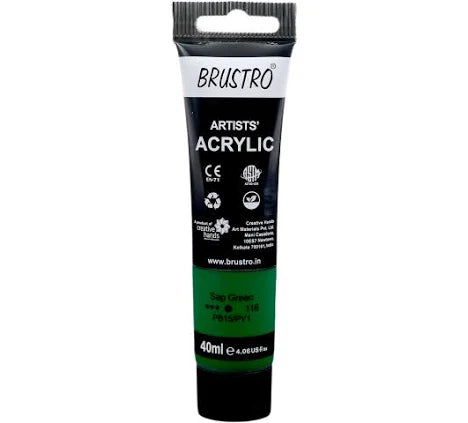 BRUSTRO ACRYLIC TUBE 40ML SAP GREEN 116