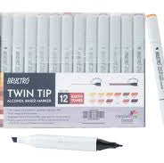 BRUSTRO ALCOHOL MARKER TWIN TIP EARTH SET OF 12