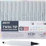 BRUSTRO ALCOHOL MARKER TWIN TIP PASTEL SET OF 12