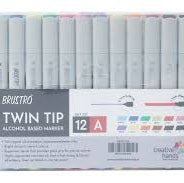 BRUSTRO ALCOHOL MARKER TWIN TIP SET OF 12 BASIC A