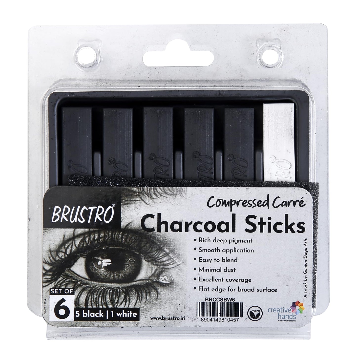 BRUSTRO CHARCOAL STICK SET OF 6