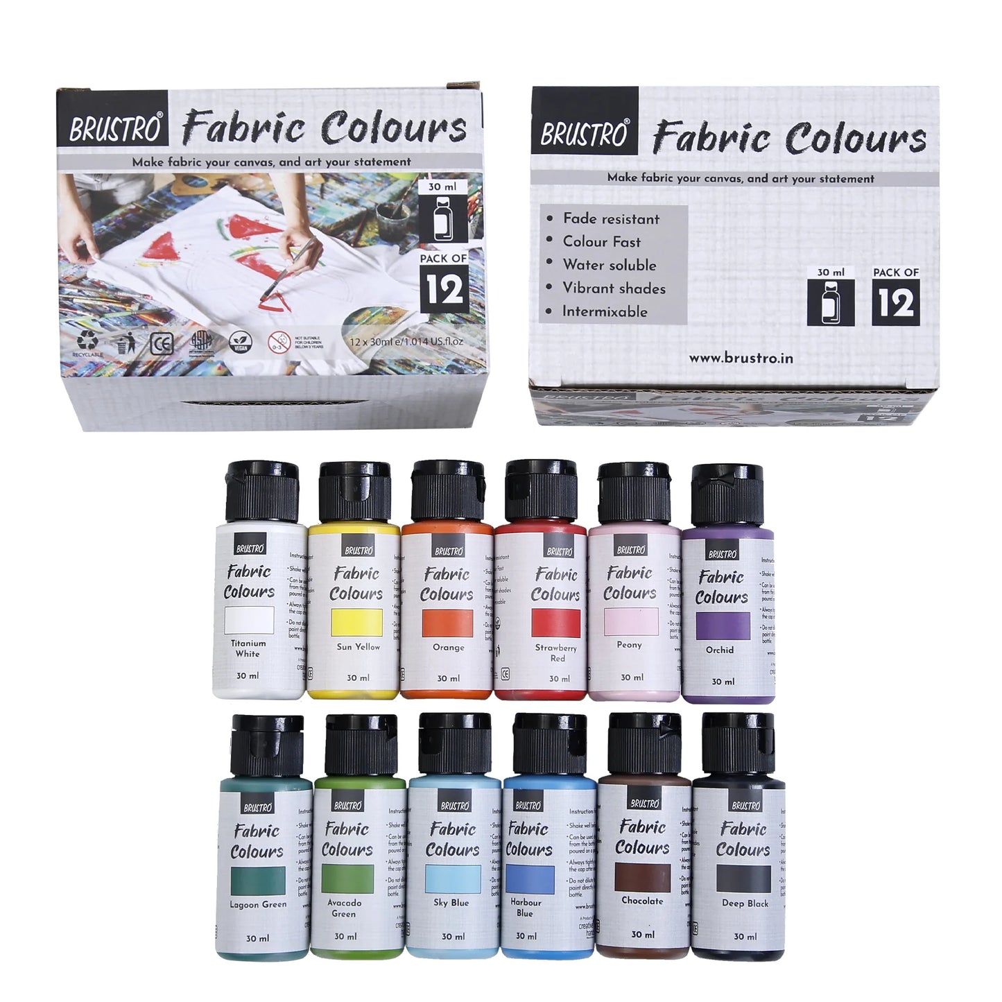 BRUSTRO FABRIC COLOR SET OF 12