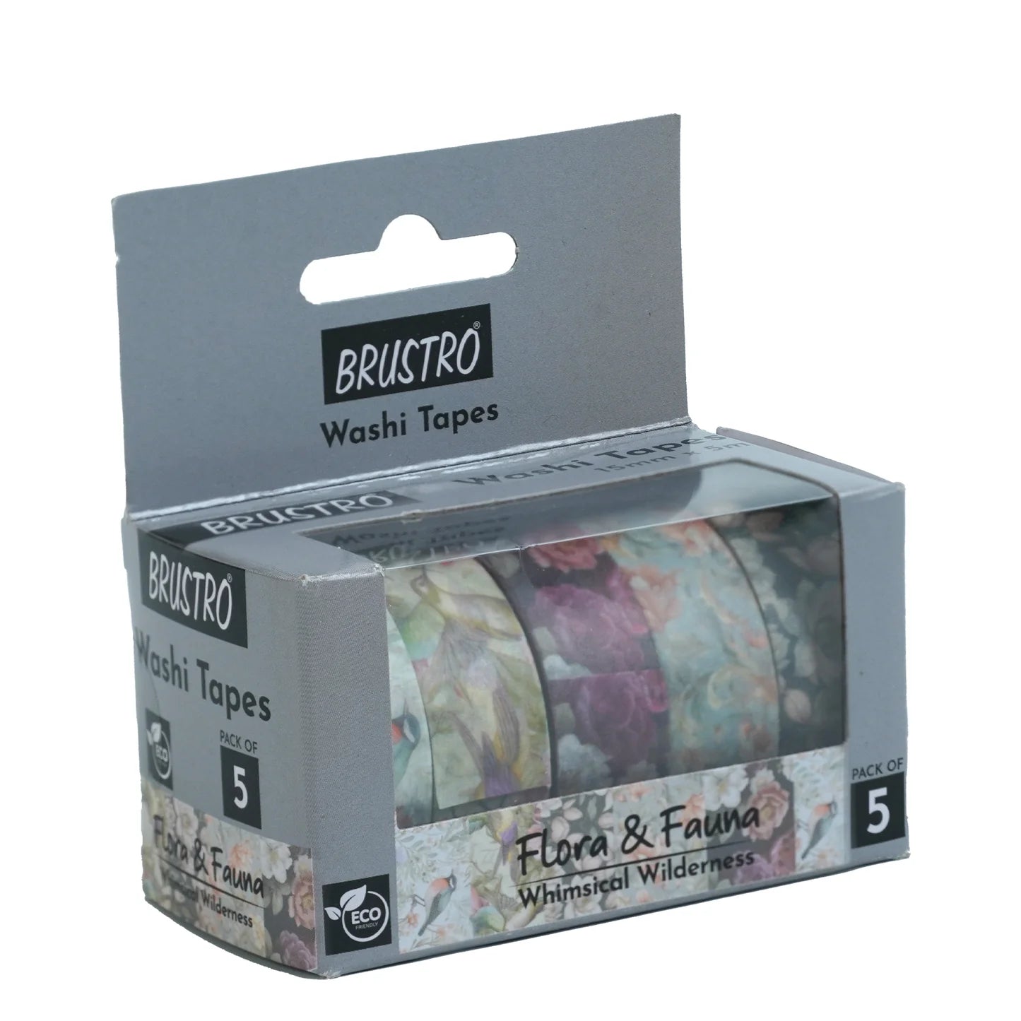 BRUSTRO WASHI TAPE FLORA & FAUNA SET OF 5