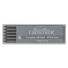 CRETACOLOR GRAPHITE 5.6mm LEAD PACK OF 6 (2B)