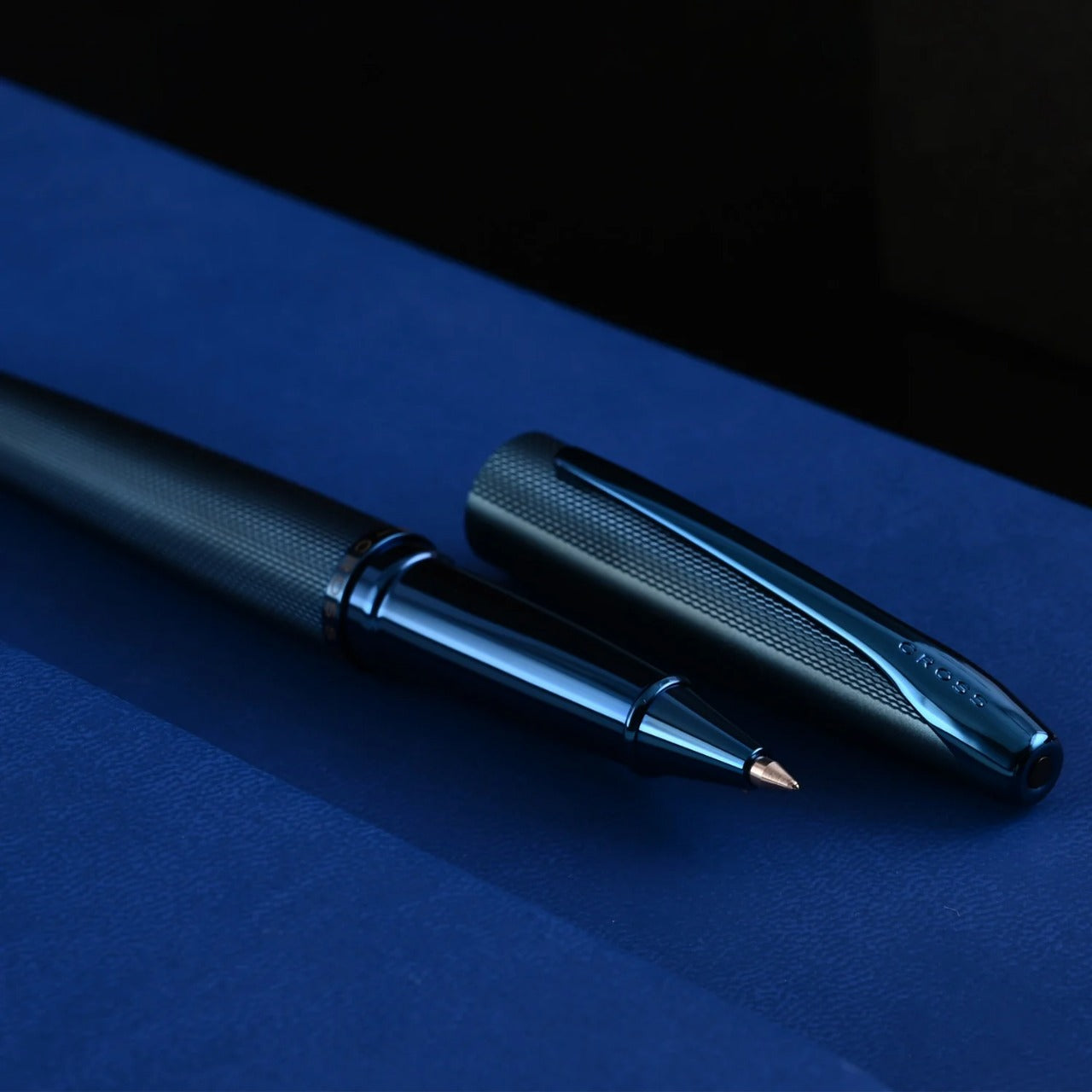 CROSS ATX-885-45 SAND BLASTED DARK MATTE BLUE ROLER PEN