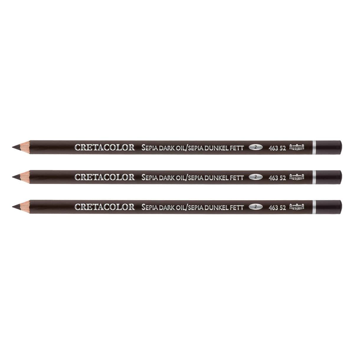 Cretacolor sepia dark sepia dunkel charcoal pencil set of 3