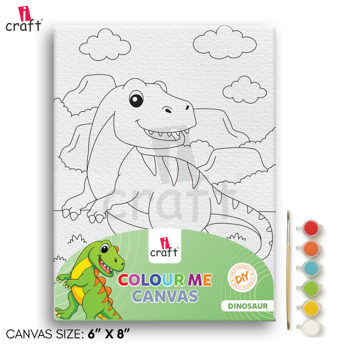 ICRAFT COLOUR ME CANVAS 6*8 DINOSAUR