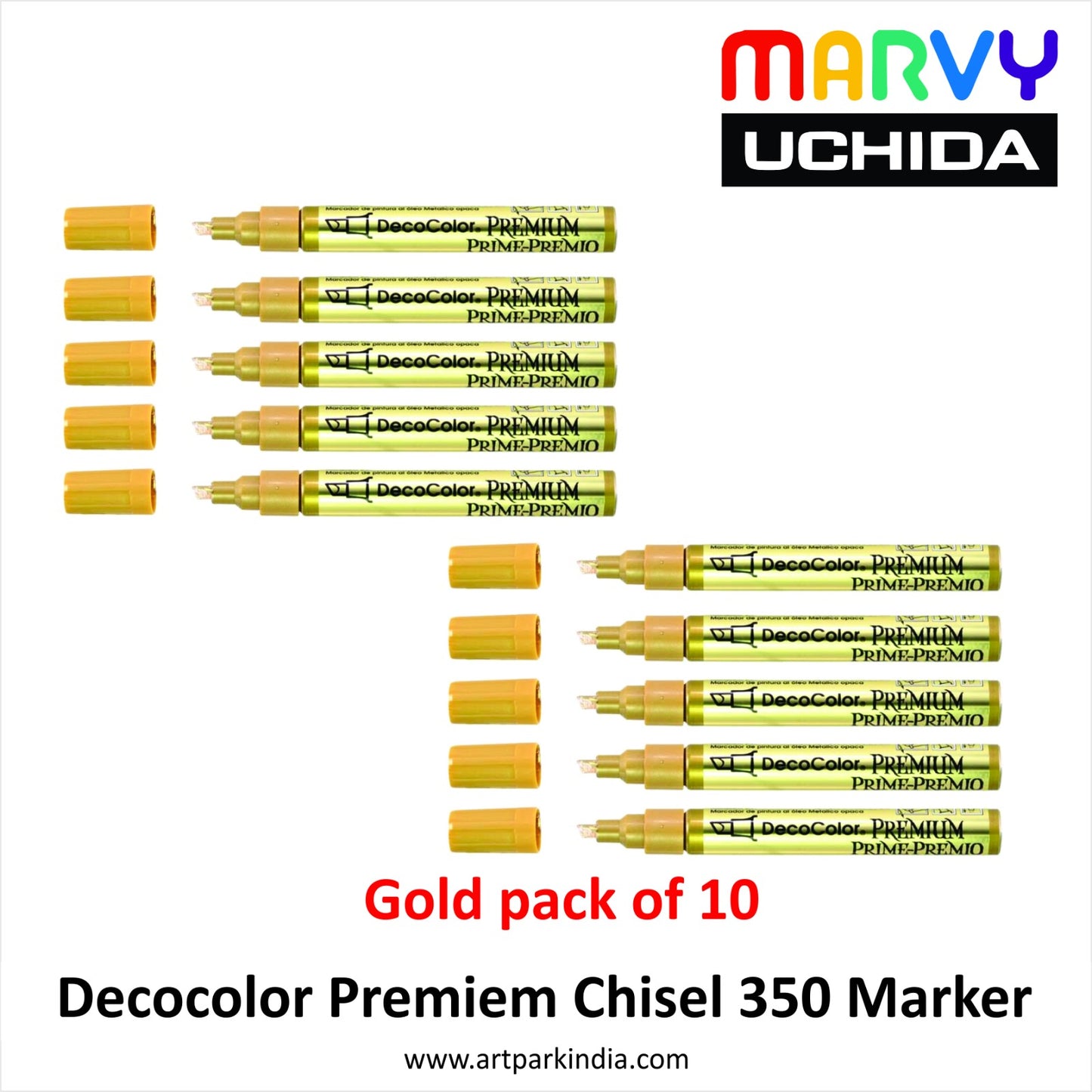 Marvy Uchida 350 Chisel Marker Gold Pack of 10