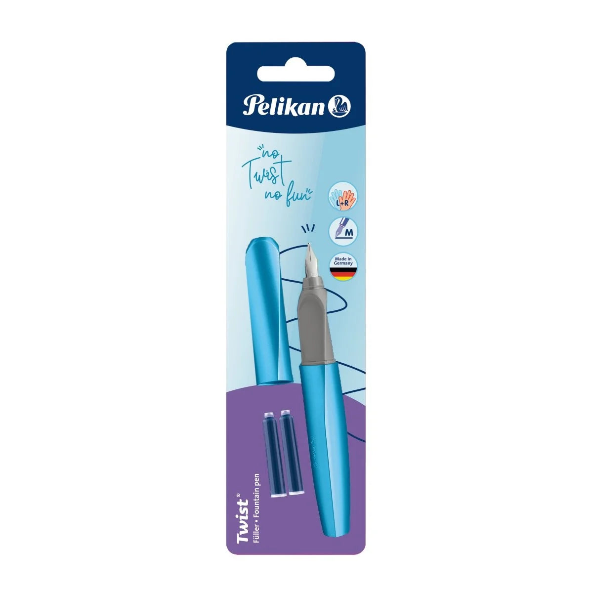 PELIKAN TWIST FOUNTAIN PEN FROSTED BLUE M 811262