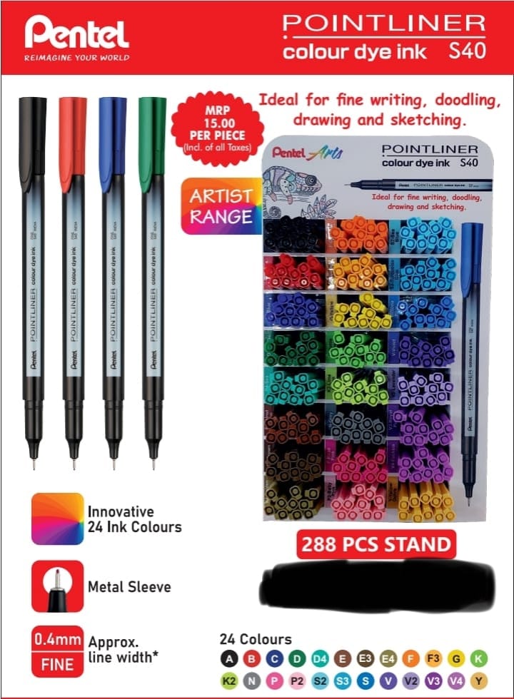 PENTEL S40 POINTLINER STAND 288 PCS