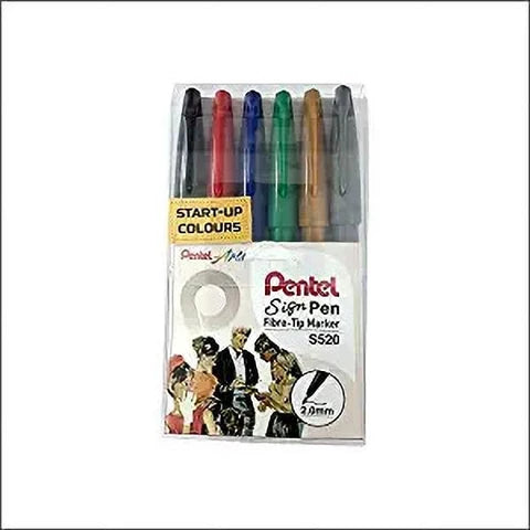 PENTEL S520 SIGN PEN START-UP SET OF 6 NEW