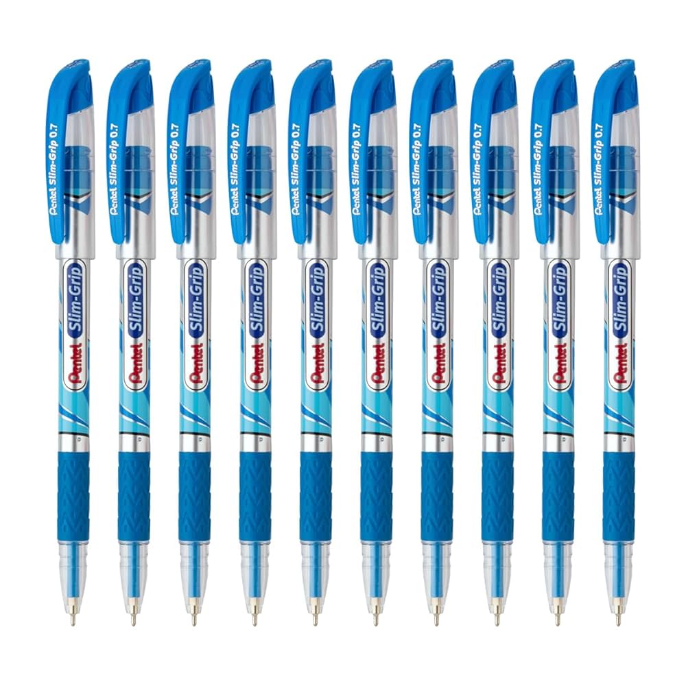 PENTEL SLIM GRIP BALL PEN BLUE 10 PCS