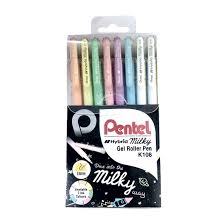 Pentel Hybrid Milky Roller Gel Pen 0.8 MM Set of 8
