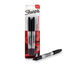 SHARPIE BLACK PEN FINE TIP SET OF 2 CARD PACK
