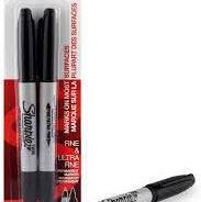 SHARPIE BLACK PEN TWIN TIP SET OF 2 CARD PACK