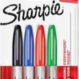 SHARPIE PERM. PEN FINE PEN FINE TIP SET OF 4 COLOUR CARD PACK
