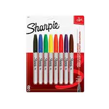 SHARPIE PERM. PEN FINE TIP SET OF 8 COLOUR CARD PACK