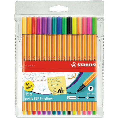 STABILO 88 FIBER TIP PEN SET OF 15 WALLET