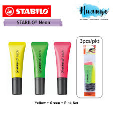 STABILO NEON HIGHLIGHTER SET OF 3 YELLOW/GREEN/PINK