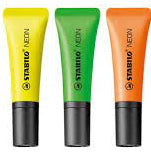 STABILO NEON HIGHLIGHTER  SET OF 3 YELLOW/GREEN/ORANGE