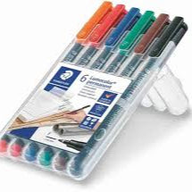 STAEDTLER LUMOCOLOUR PERMANENT FINE SET OF 6-318 WP6