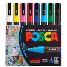 UNI POSCA MARKER SET OF 8 3M