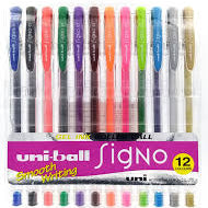 UNI SIGNO GEL ROLLER PEN SET OF 12 COLOR