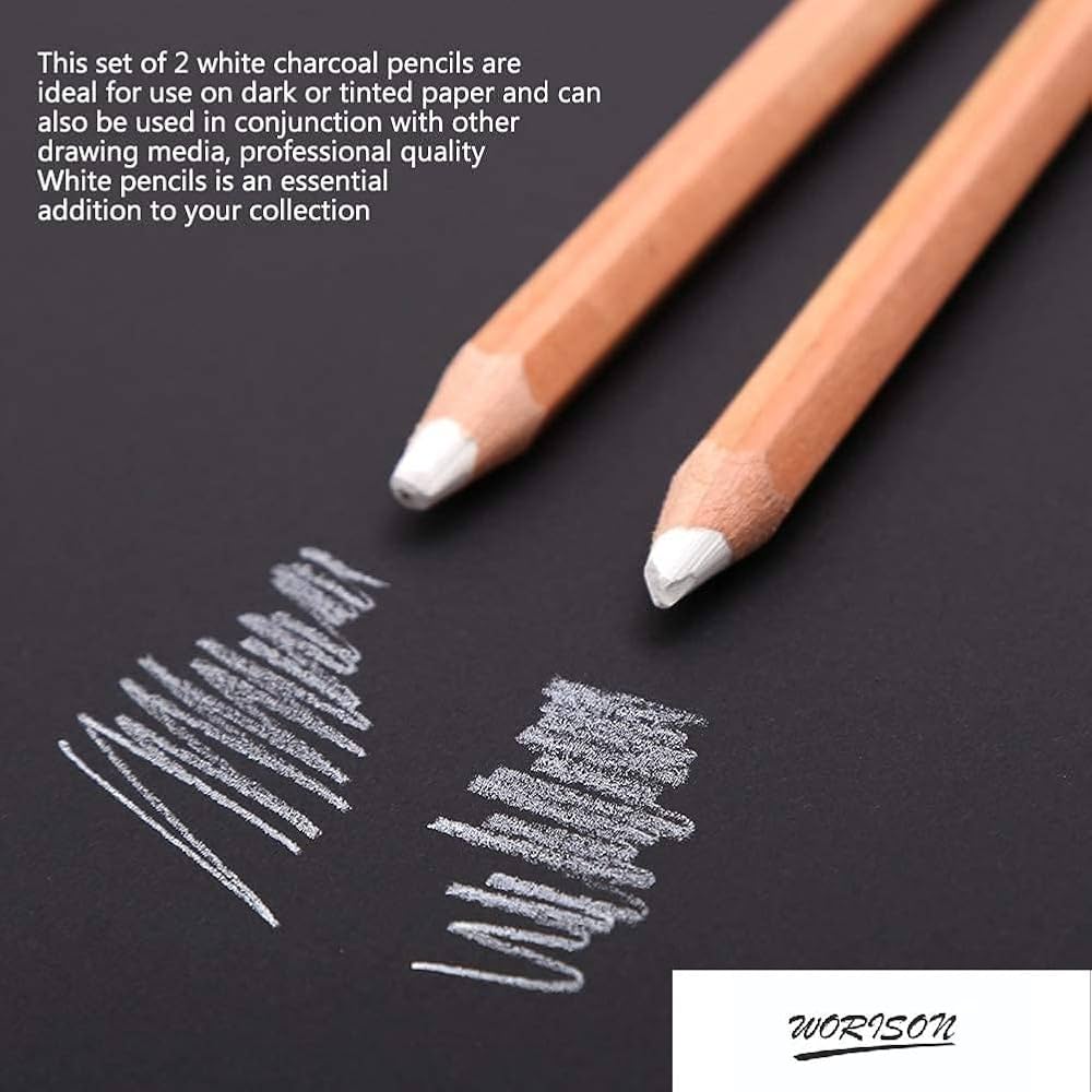 WORISON WHITE CHARCOAL PENCIL SET OF 2