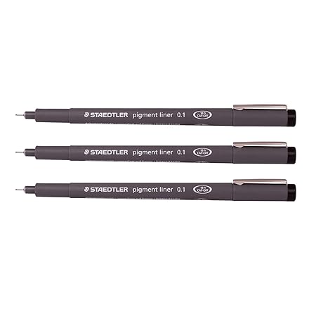 STAEDTLER PIGMENT LINER BLACK 0.1MM pack of 3