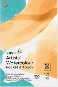 PAPERPEP ARTISTS WATERCOLOUR POCKET ARTBOOK 200GSM
