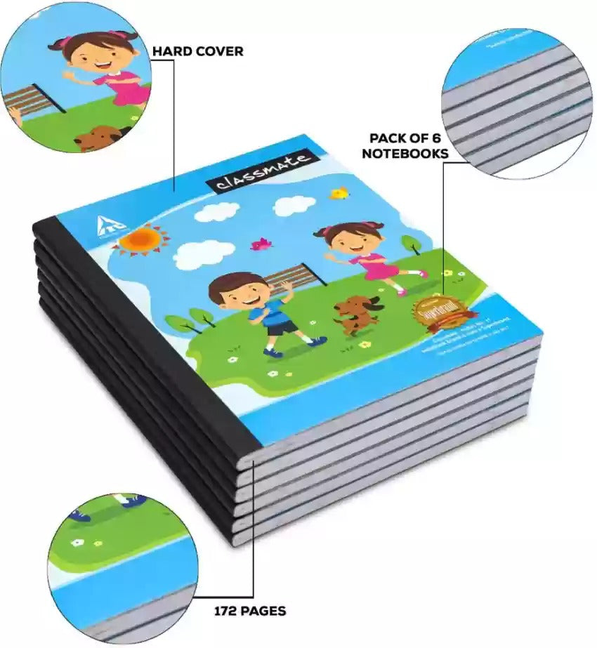 Classmate Hard bound Square 9cm Notebook 72 page (BROWN / ASSORTED DESIGN)