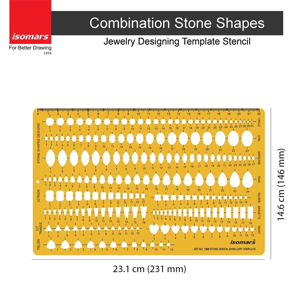 Isomars Gemstone Jewellery Design Template Art 1889 Drafting Stencil